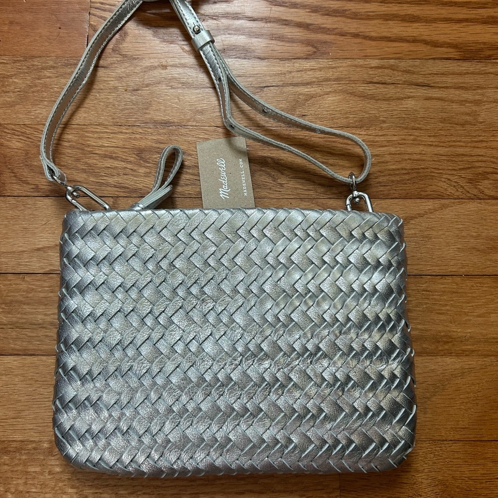 Madewell Silver Leather Crossbody Bag NWT